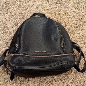 Michael Kors Black Pebbled Leather Backpack
